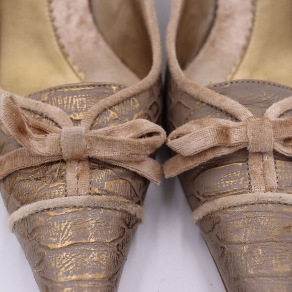 Carlos Santana Revue Tan Snakeskin Point Toe Heels 8.5M Leather - Picture 4 of 13